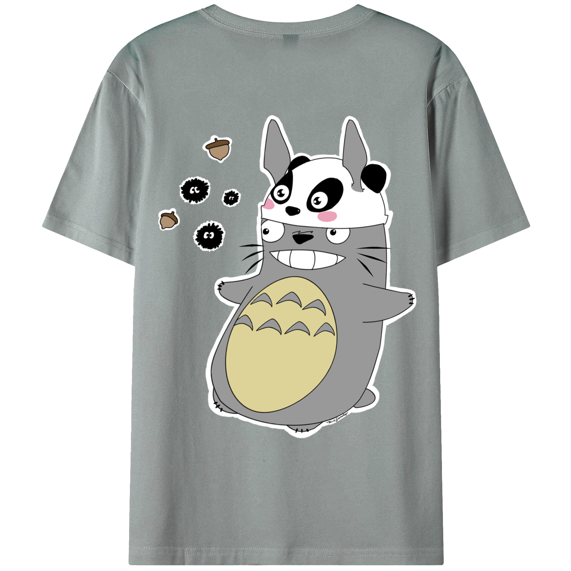 （画像用） となりのトトロ 草壁メイ 草壁サツキ My Neighbor Totoro Satsuki Kusakabe Mei Kusakabe 綿100％ メンズ半袖Tシャツ（バックプリント） 通気性